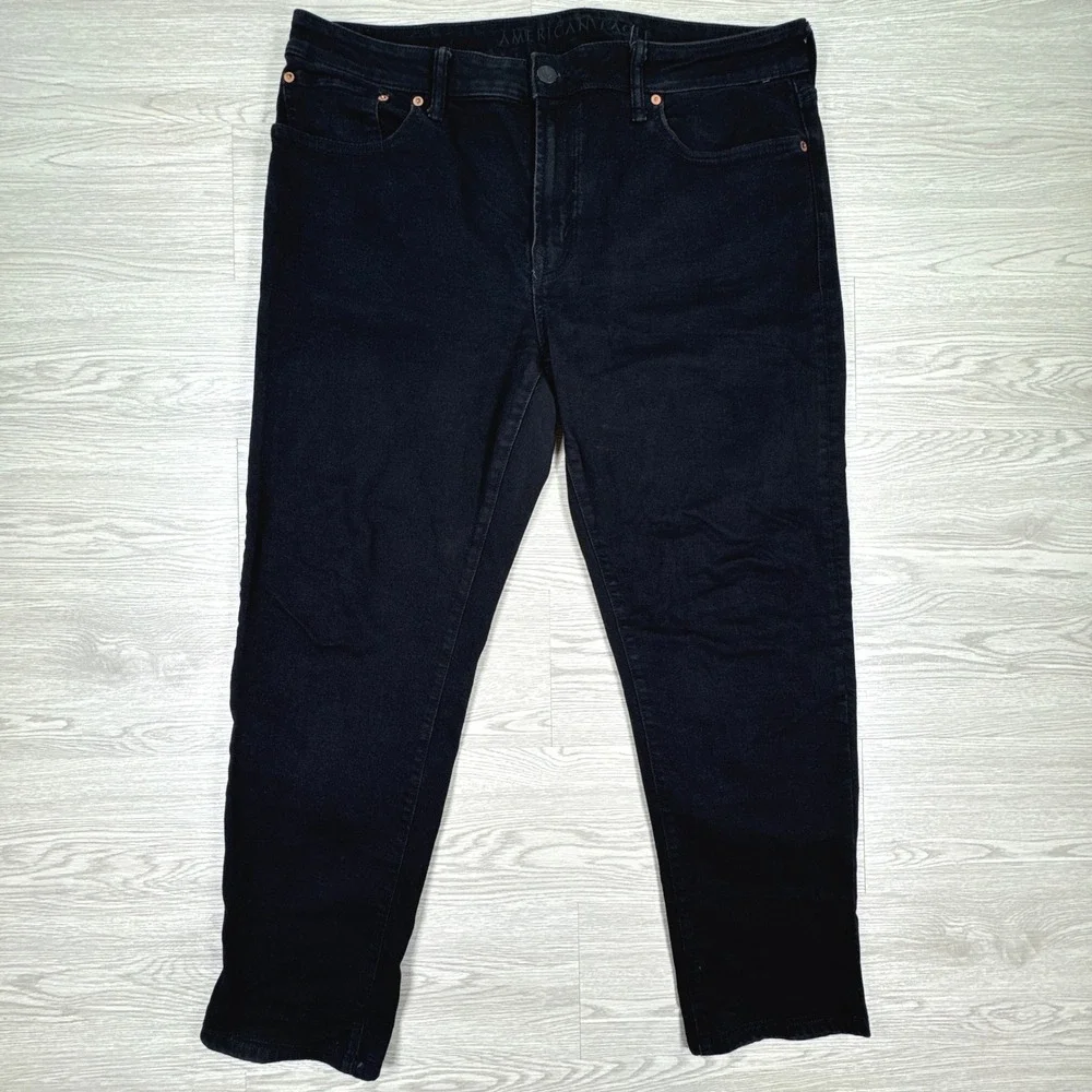 American Eagle Men's Jeans Original Straight Black 36x30‎ Airflex+ Stretch Denim
